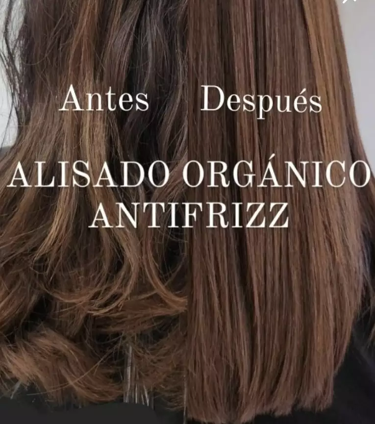 Antes y después del alisado orgánico antifrizz